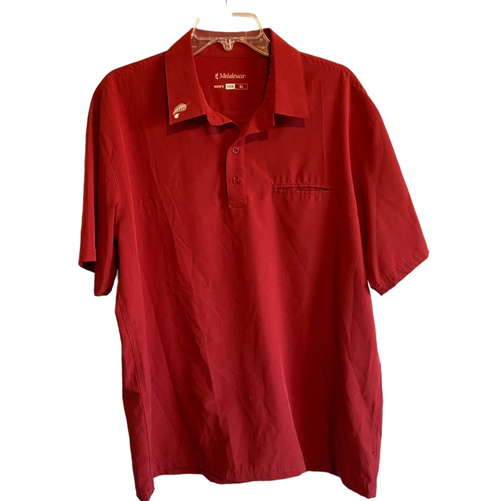 Melaleuca Polo Shirt Terracotta Orange Lightweight Casual Uniform Stretch Copy